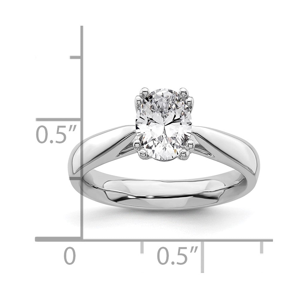 1.50ct. CZ Solid Real 14K White Gold Oval Solitaire Engagement Ring Polished Engagement Ring