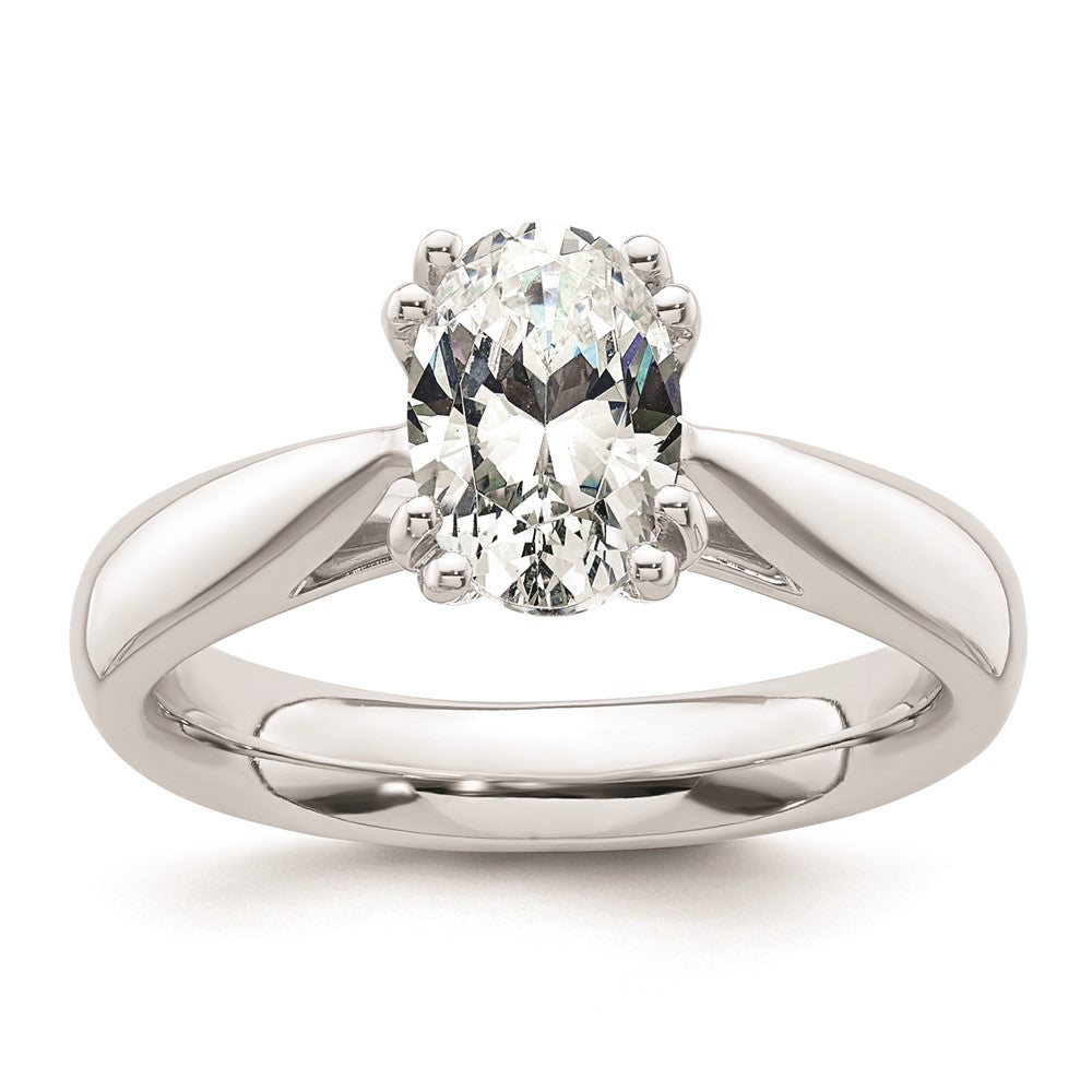 2.00ct. CZ Solid Real 14K White Gold Oval Solitaire Engagement Ring Polished Engagement Ring