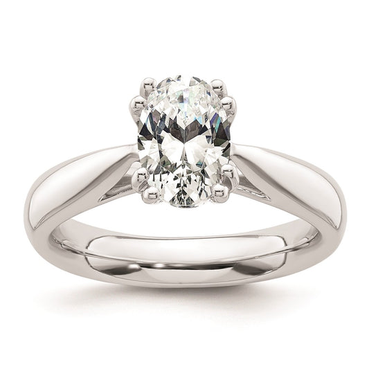 2.00ct. CZ Solid Real 14K White Gold Oval Solitaire Engagement Ring Polished Engagement Ring