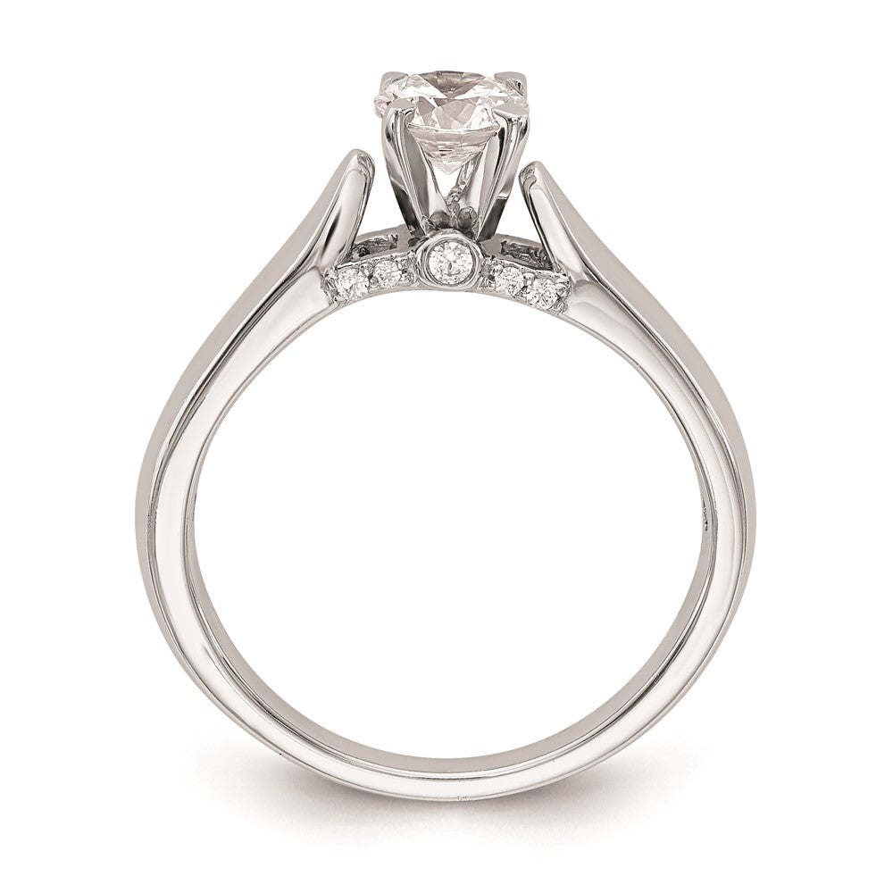 0.07ct. CZ Solid Real 14K White Gold Peg Set Engagement Ring