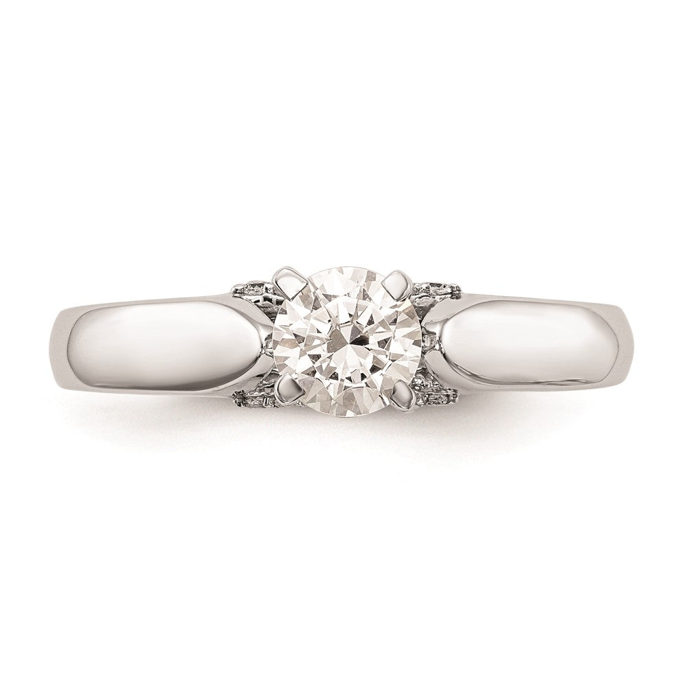 0.07ct. CZ Solid Real 14K White Gold Peg Set Engagement Ring