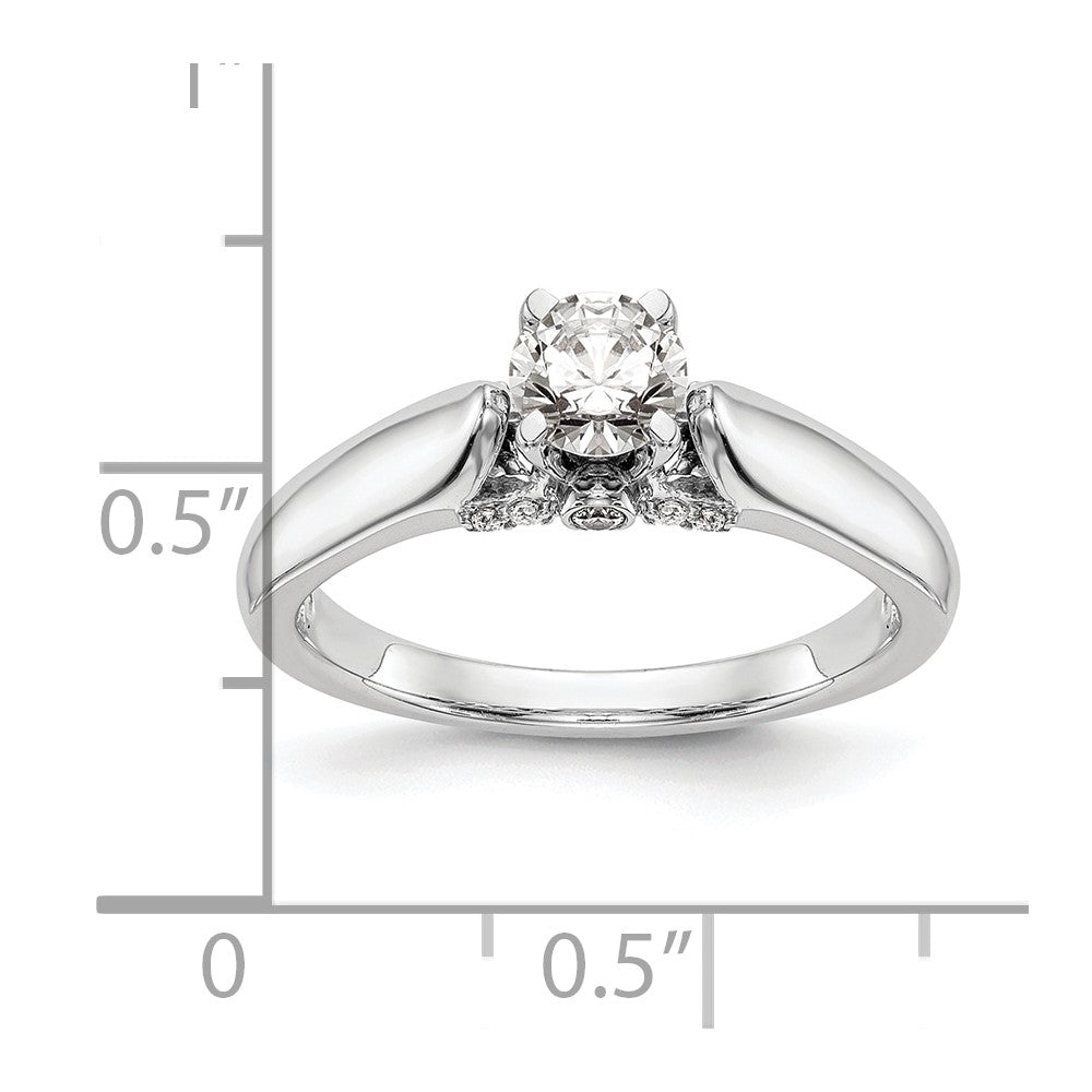 0.07ct. CZ Solid Real 14K White Gold Peg Set Engagement Ring