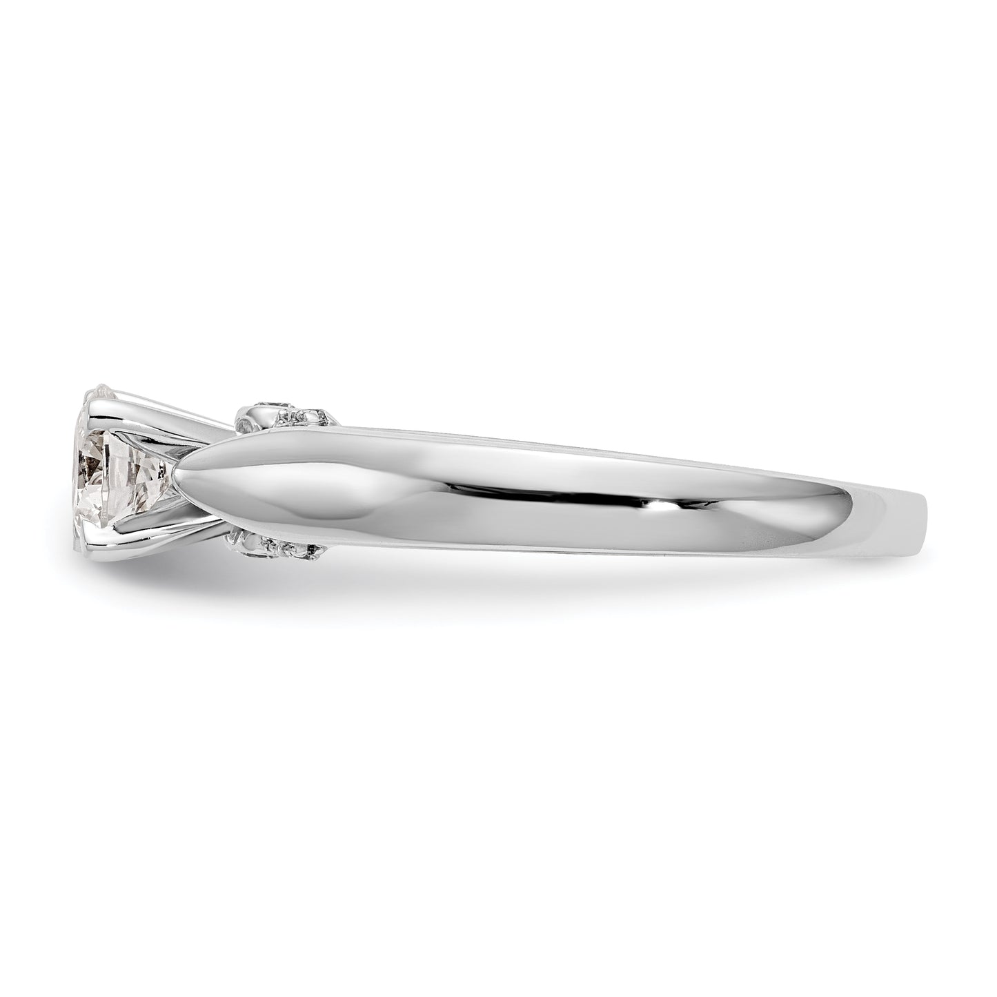 0.07ct. CZ Solid Real 14K White Gold Peg Set Engagement Ring