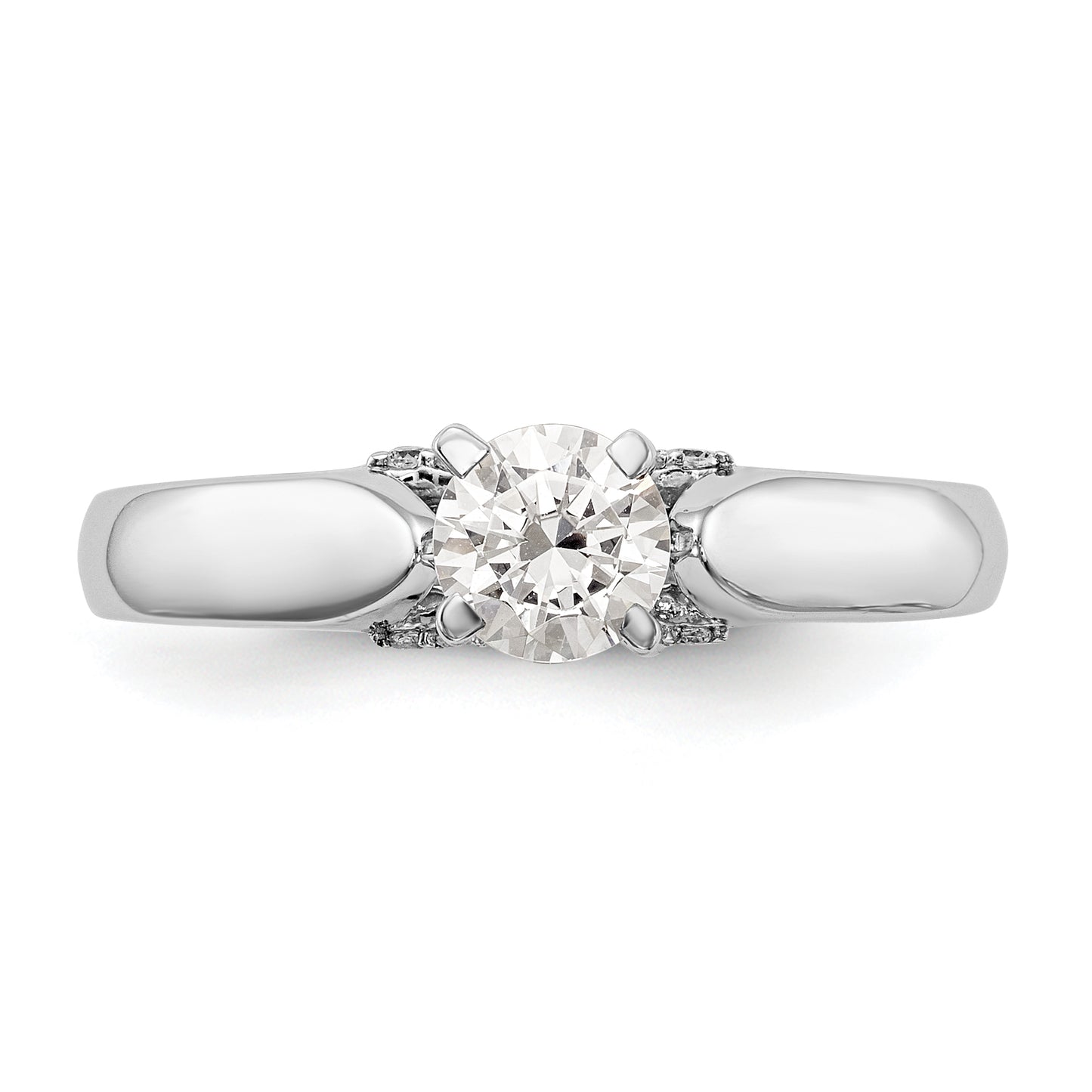 0.07ct. CZ Solid Real 14K White Gold Peg Set Engagement Ring