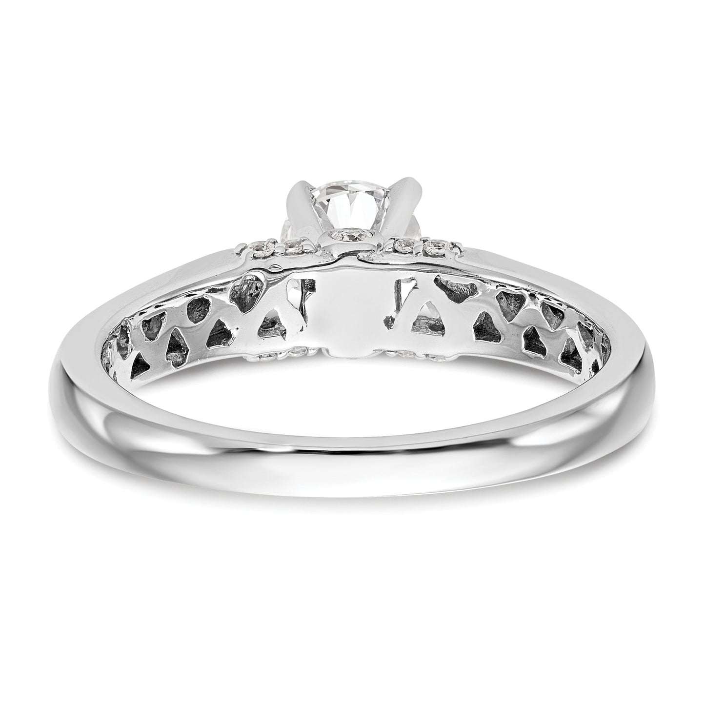 0.07ct. CZ Solid Real 14K White Gold Peg Set Engagement Ring