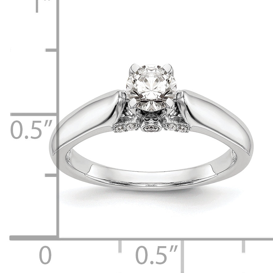 0.07ct. CZ Solid Real 14K White Gold Peg Set Engagement Ring