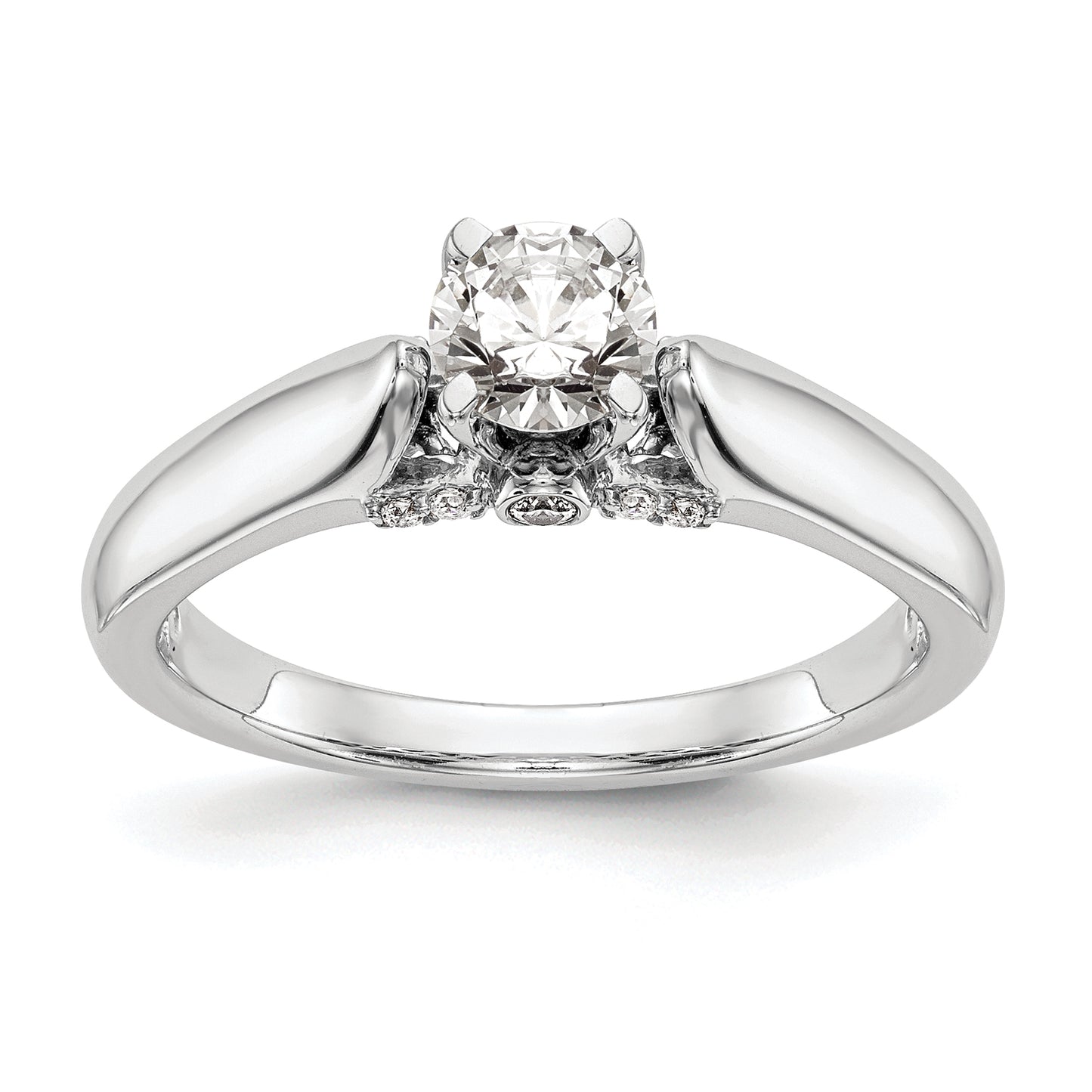 0.07ct. CZ Solid Real 14K White Gold Peg Set Engagement Ring