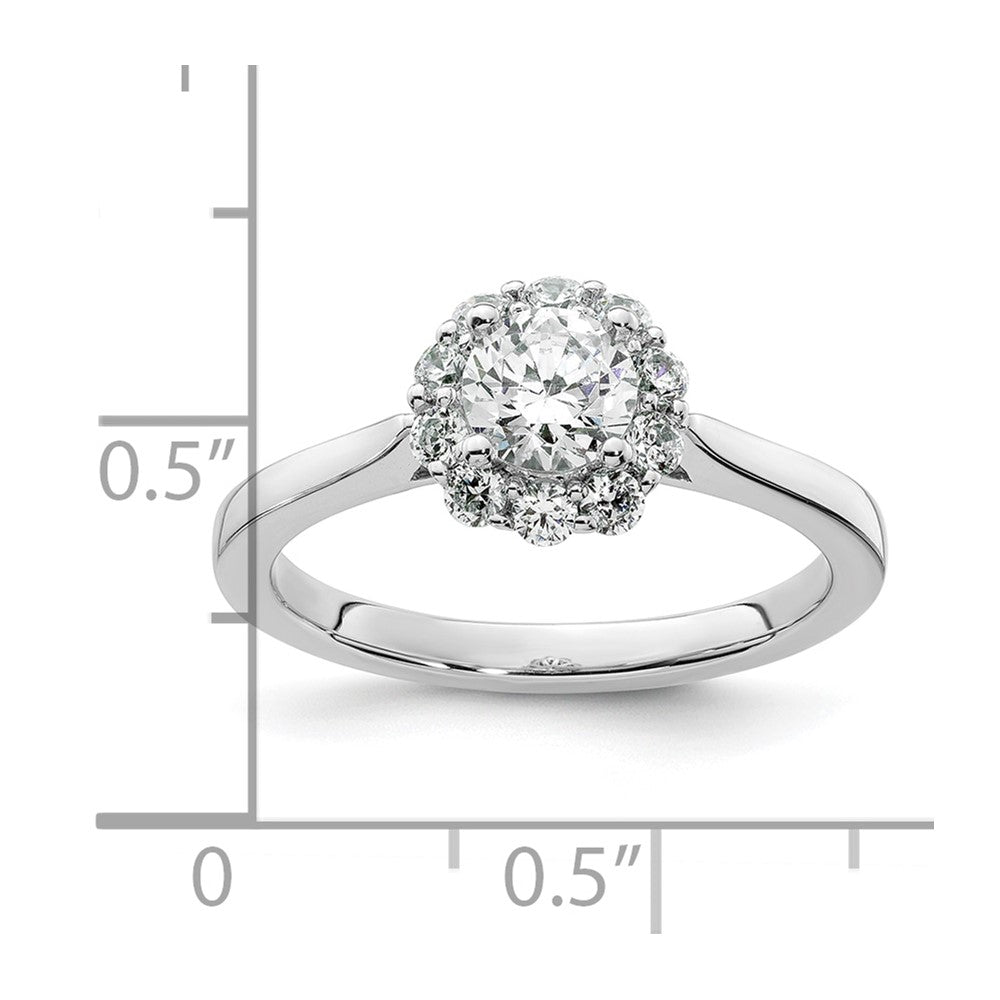 0.50ct. CZ Solid Real 14K White Gold Round Halo Engagement Ring