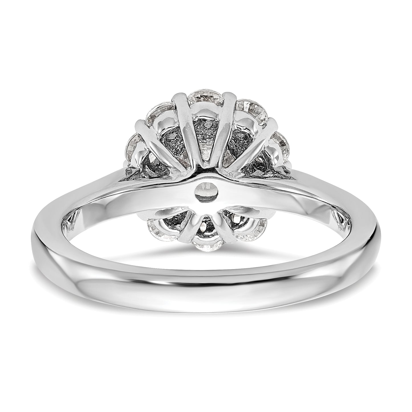 0.50ct. CZ Solid Real 14K White Gold Round Halo Engagement Ring