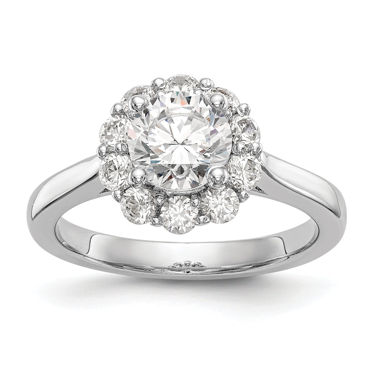 0.50ct. CZ Solid Real 14K White Gold Round Halo Engagement Ring