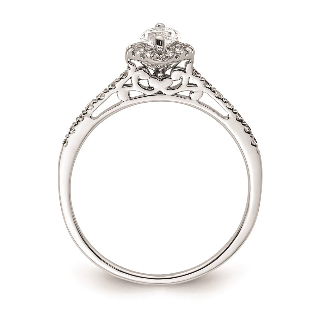 0.33ct. CZ Solid Real 14K White Gold Marquise Halo Engagement Ring