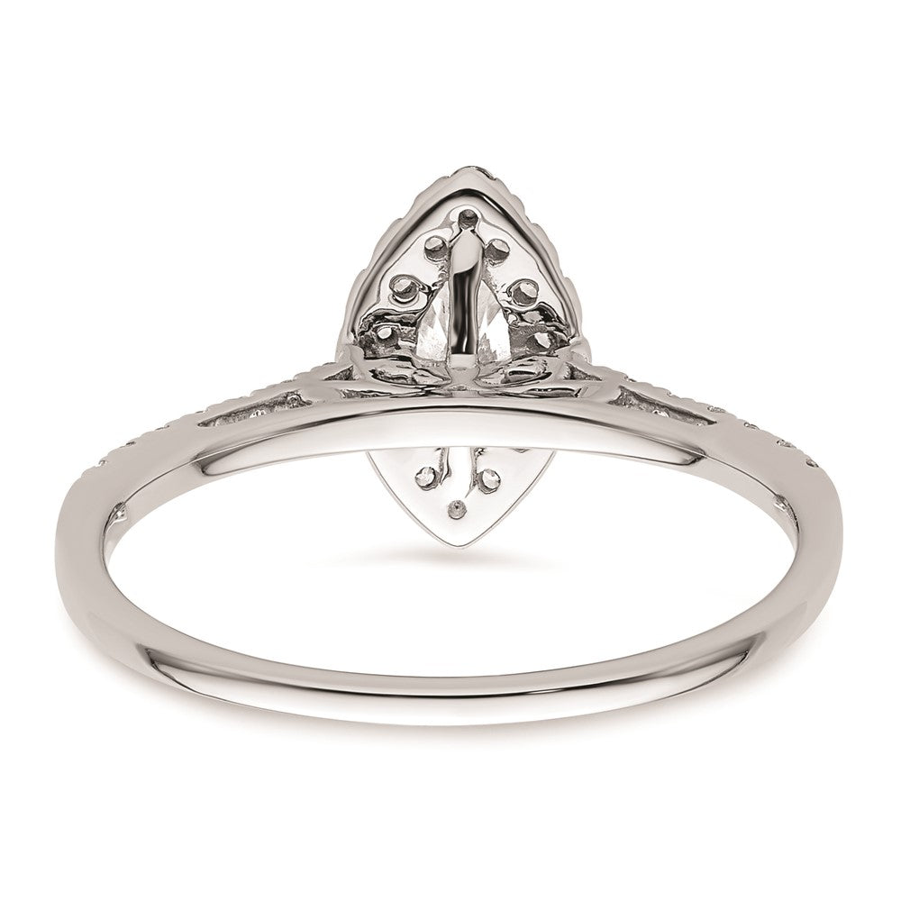 0.33ct. CZ Solid Real 14K White Gold Marquise Halo Engagement Ring