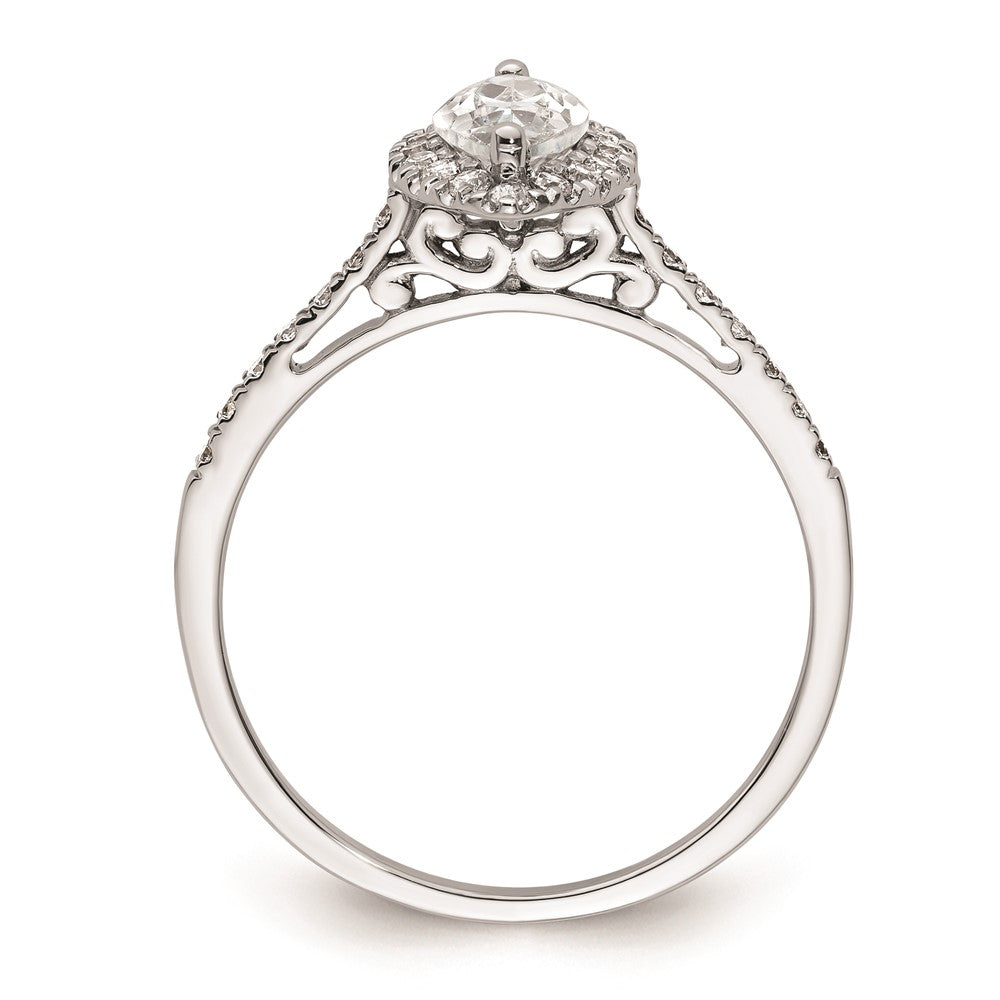 0.75ct. CZ Solid Real 14K White Gold Marquise Halo Engagement Ring