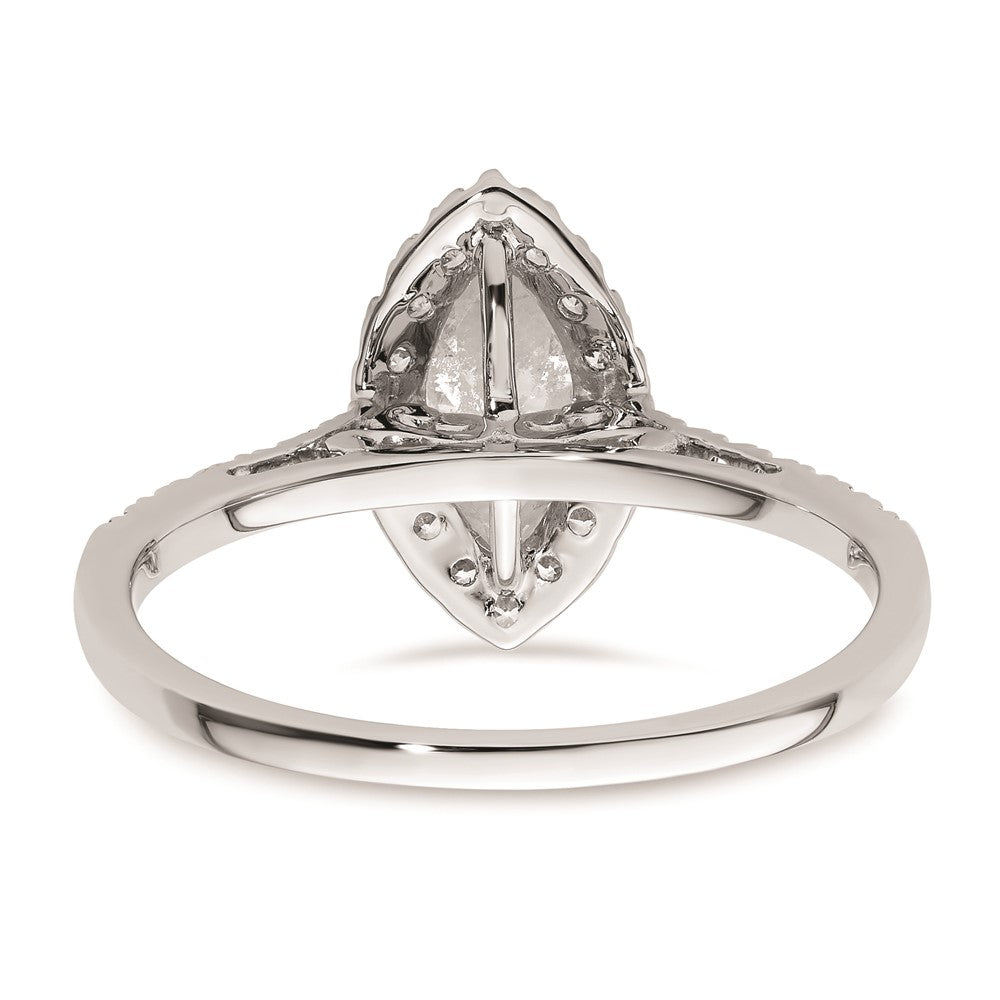 0.75ct. CZ Solid Real 14K White Gold Marquise Halo Engagement Ring