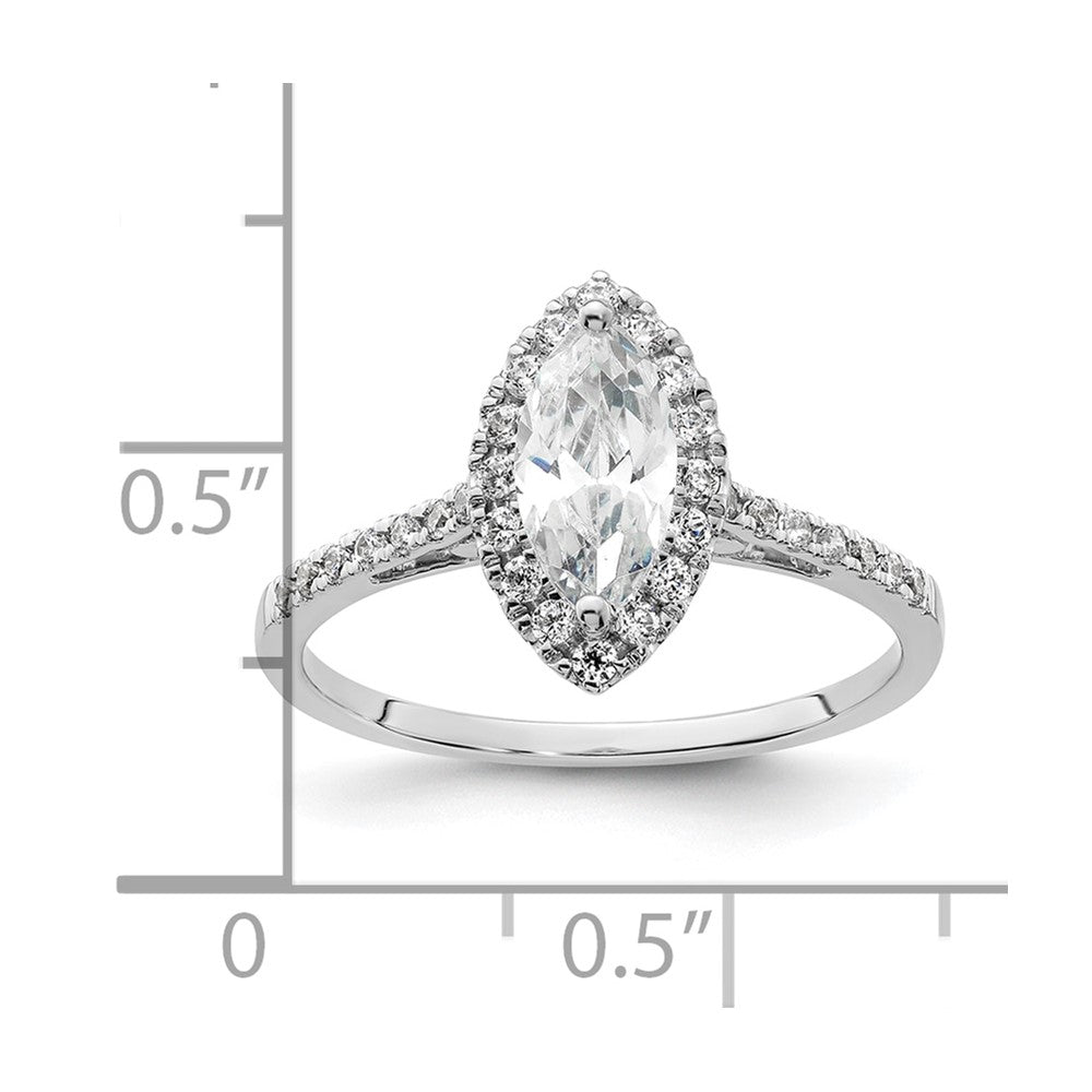 0.75ct. CZ Solid Real 14K White Gold Marquise Halo Engagement Ring