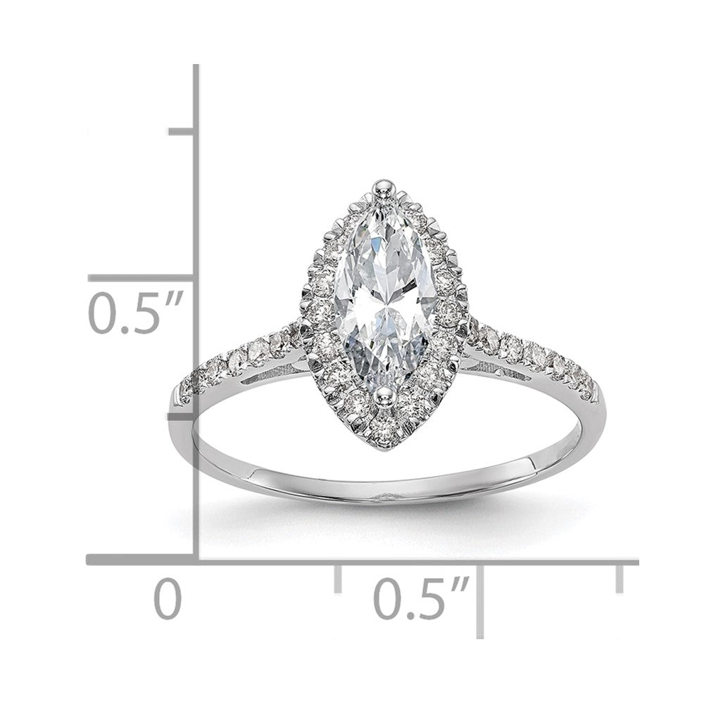 1.00ct. CZ Solid Real 14K White Gold Marquise Halo Engagement Ring