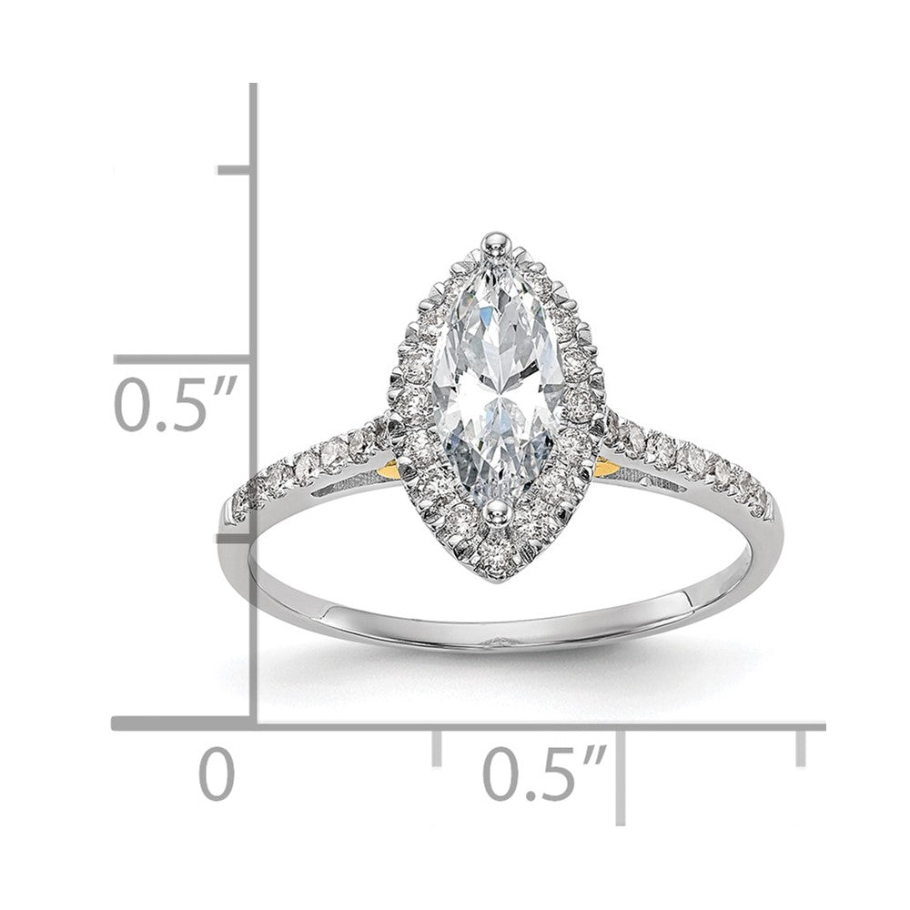 1.00ct. CZ Solid Real 14ktt Marquise Halo Engagement Ring