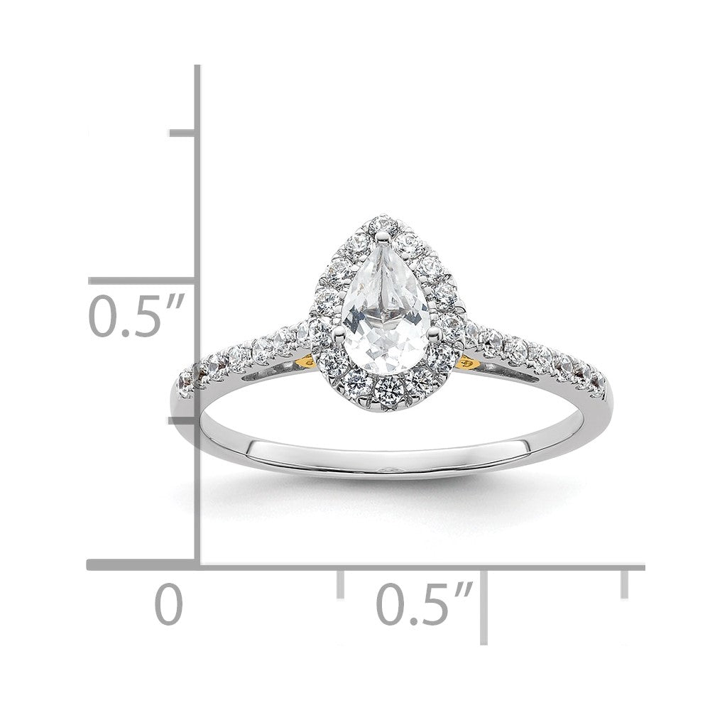 0.50ct. CZ Solid Real 14ktt Pear Halo Engagement Ring