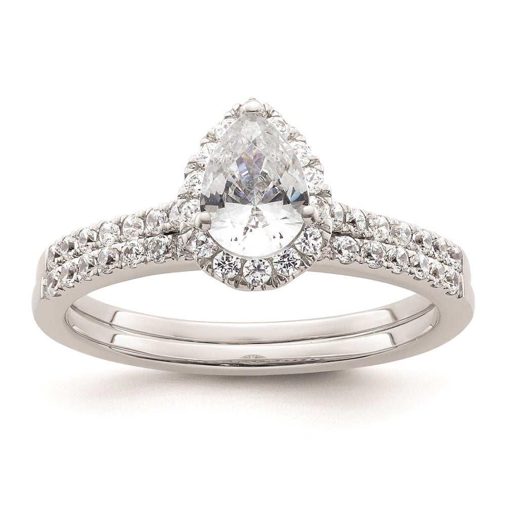 0.75ct. CZ Solid Real 14ktt Pear Halo Engagement Ring