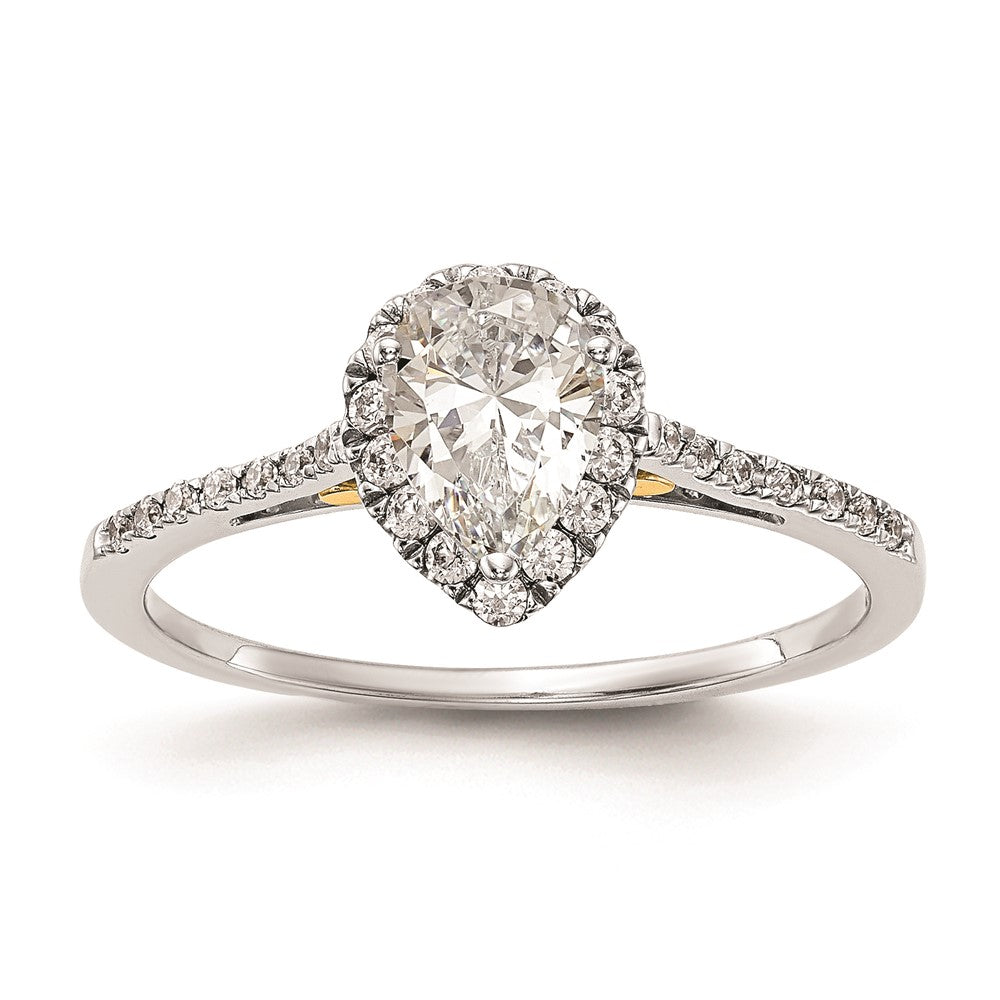 1.00ct. CZ Solid Real 14ktt Pear Halo Engagement Ring