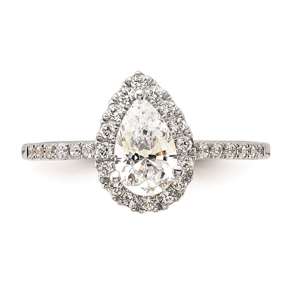 1.00ct. CZ Solid Real 14ktt Pear Halo Engagement Ring