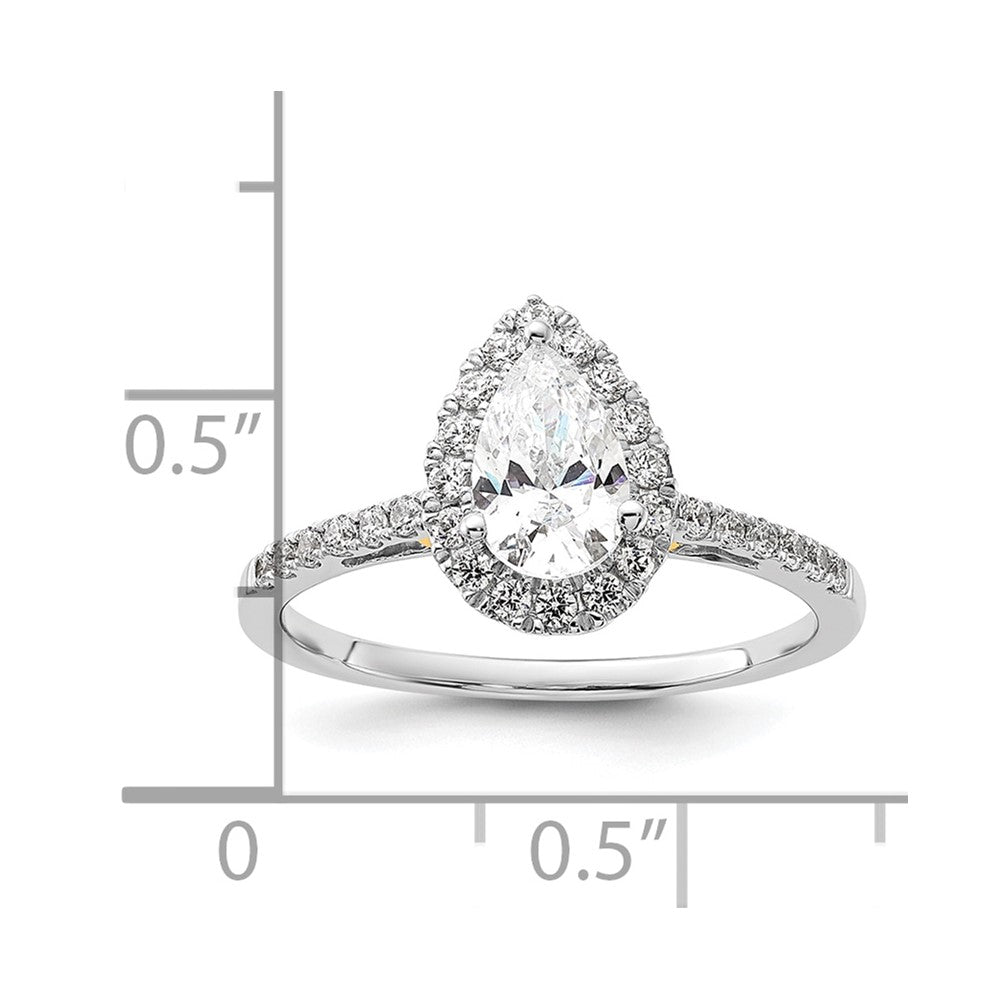 1.00ct. CZ Solid Real 14ktt Pear Halo Engagement Ring