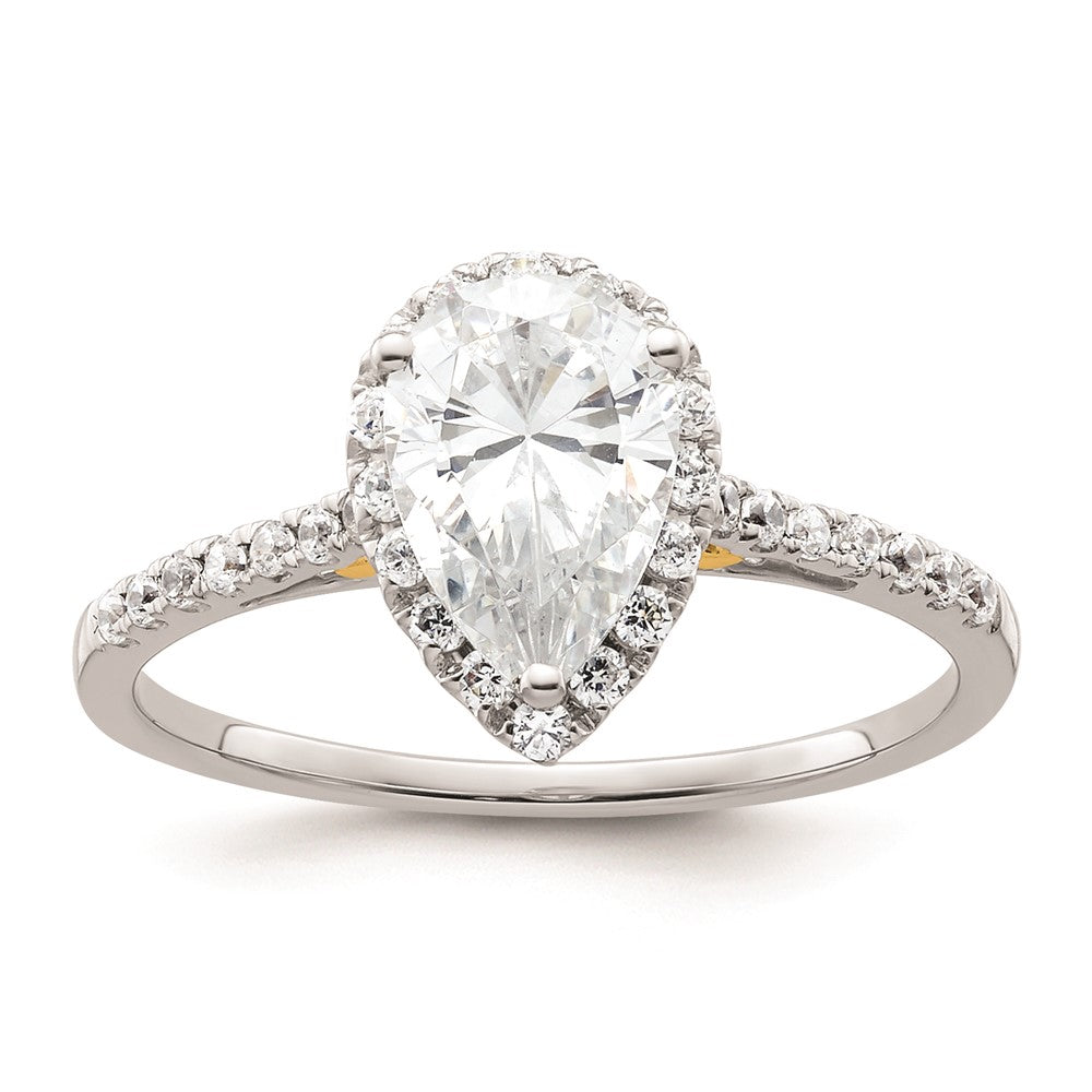 1.50ct. CZ Solid Real 14ktt Pear Halo Engagement Ring