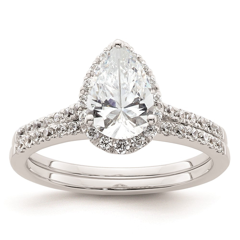 1.50ct. CZ Solid Real 14ktt Pear Halo Engagement Ring