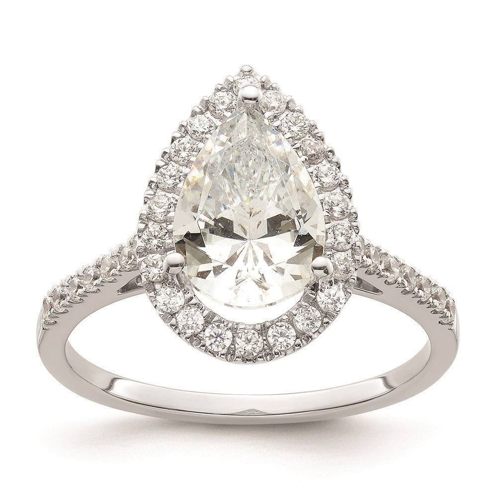 2.00ct. CZ Solid Real 14K White Gold Pear Halo Engagement Ring