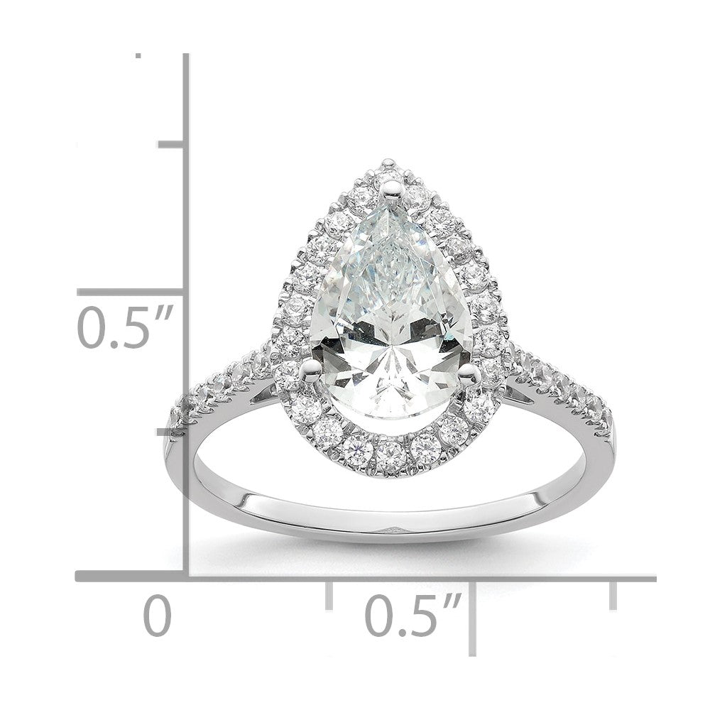 2.00ct. CZ Solid Real 14ktt Pear Halo Engagement Ring