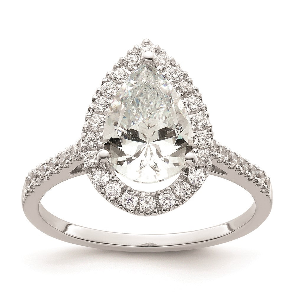 2.00ct. CZ Solid Real 14ktt Pear Halo Engagement Ring