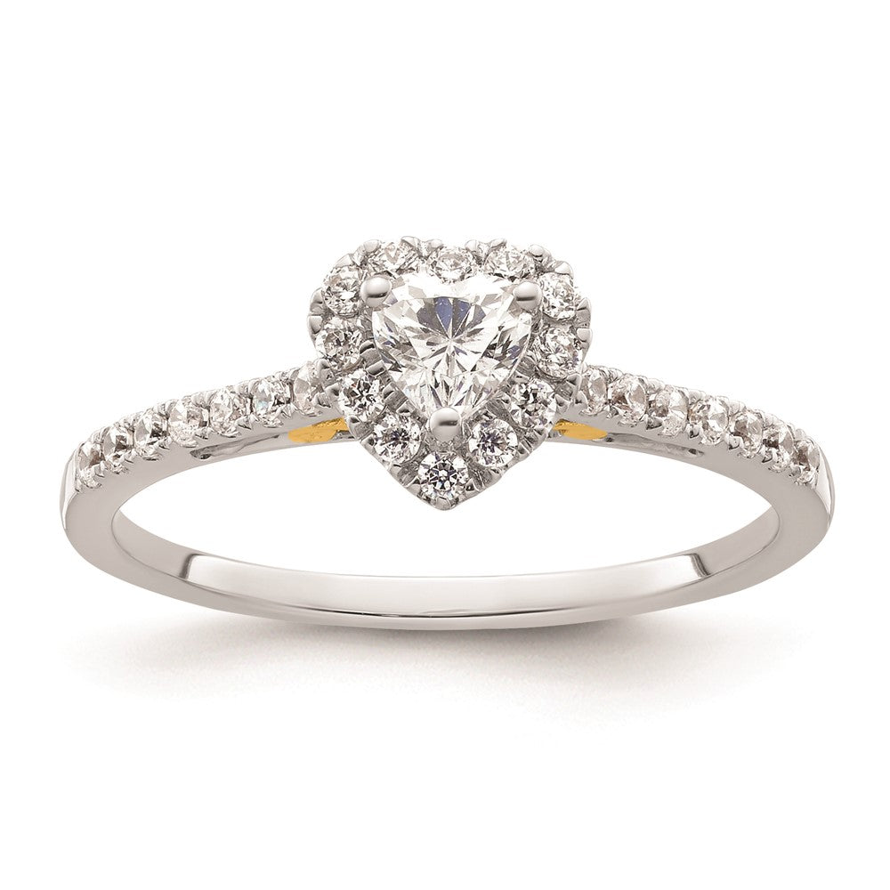 0.25ct. CZ Solid Real 14ktt Heart Halo Engagement Ring