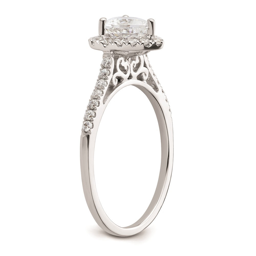 0.50ct. CZ Solid Real 14K White Gold Heart Halo Engagement Ring