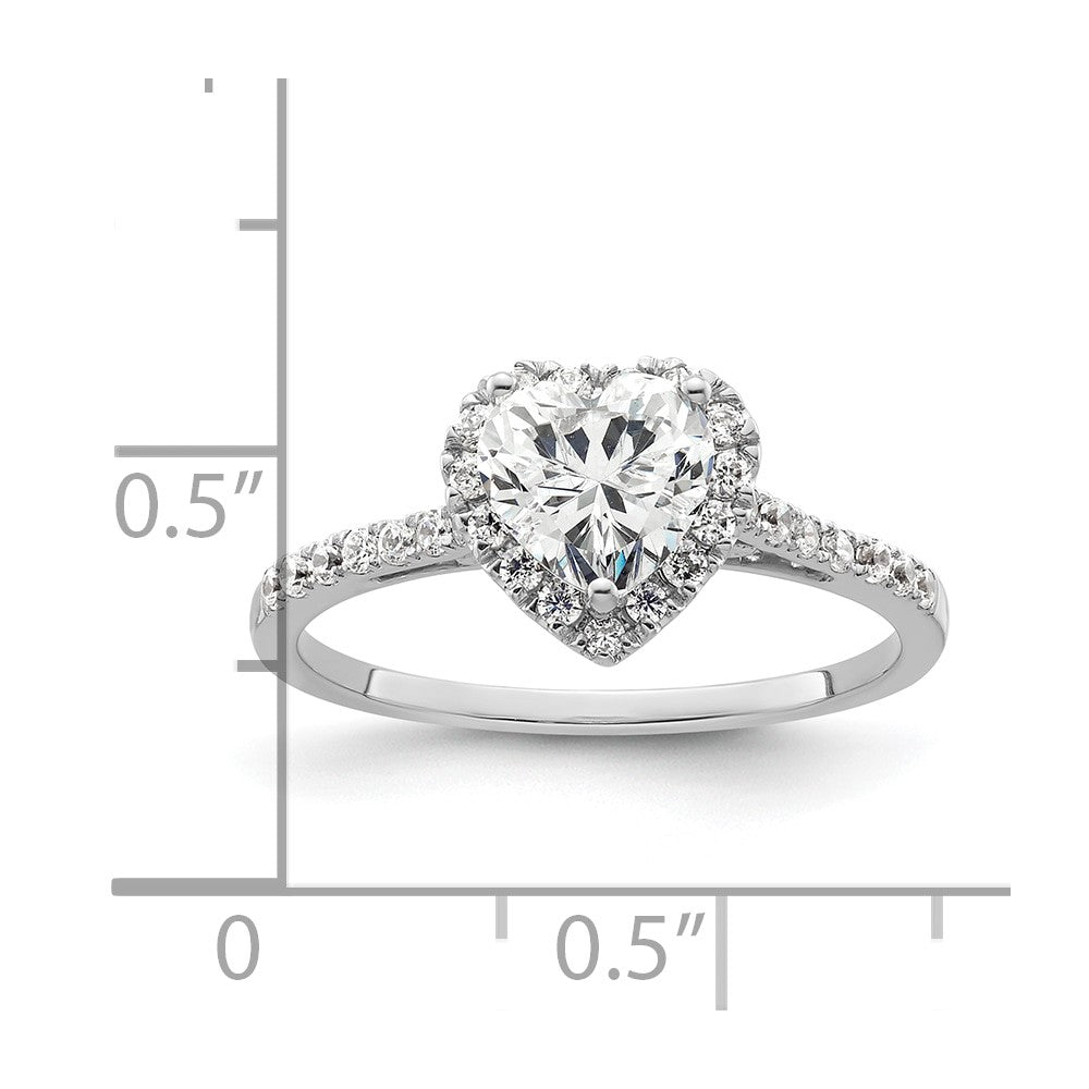 0.75ct. CZ Solid Real 14K White Gold Heart Halo Engagement Ring