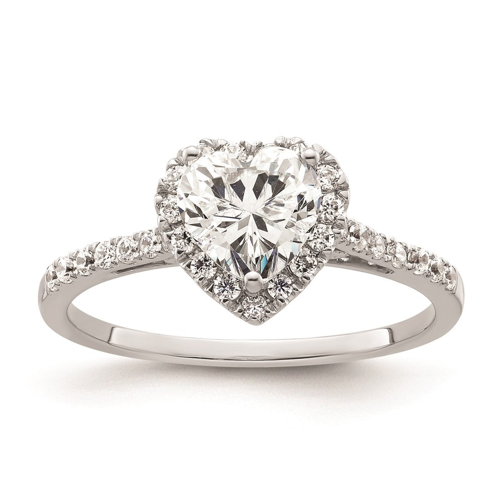 0.75ct. CZ Solid Real 14K White Gold Heart Halo Engagement Ring