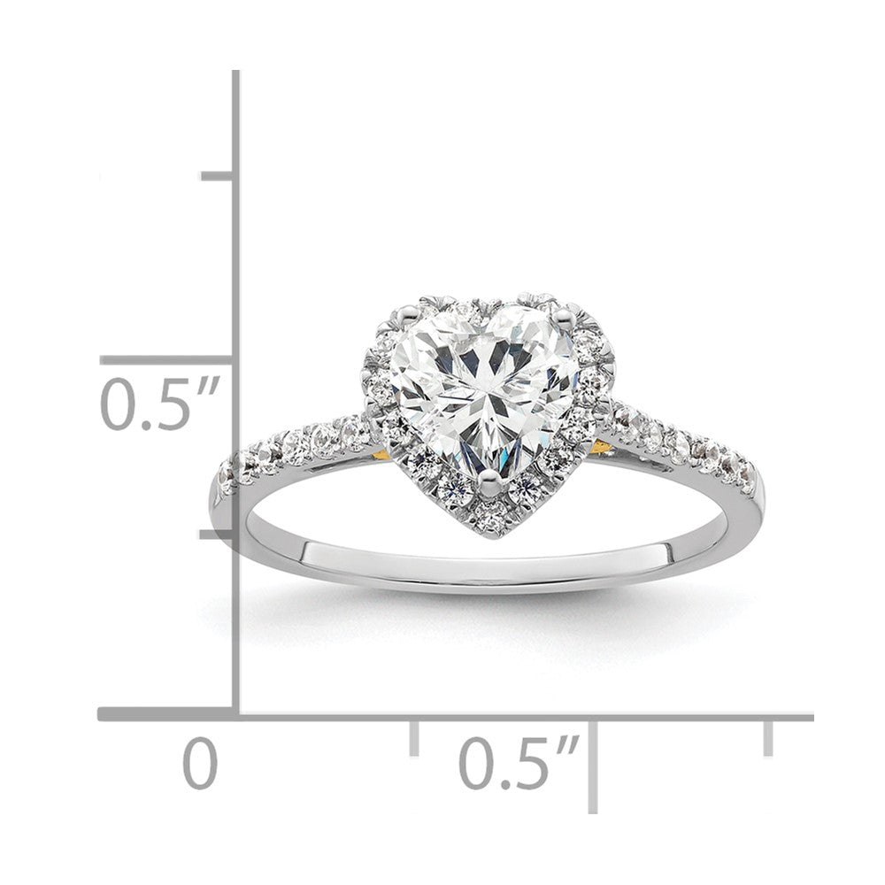 0.75ct. CZ Solid Real 14ktt Heart Halo Engagement Ring