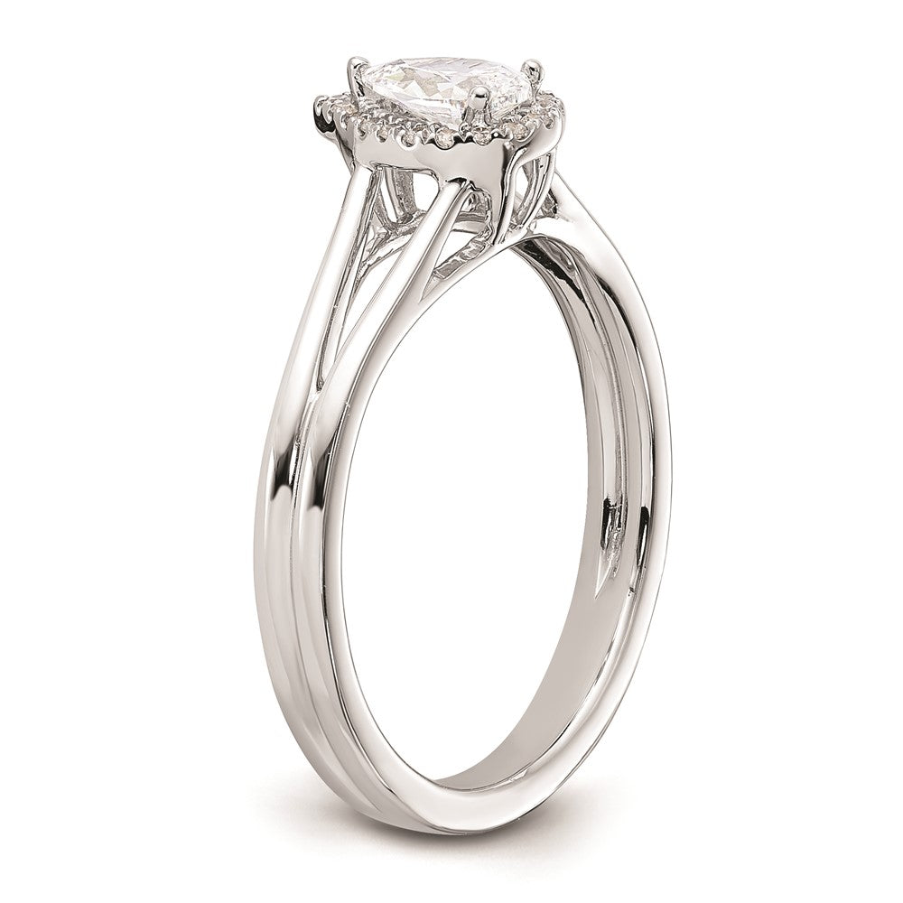 0.25ct. CZ Solid Real 14K White Gold Pear Halo Split Shank Engagement Ring