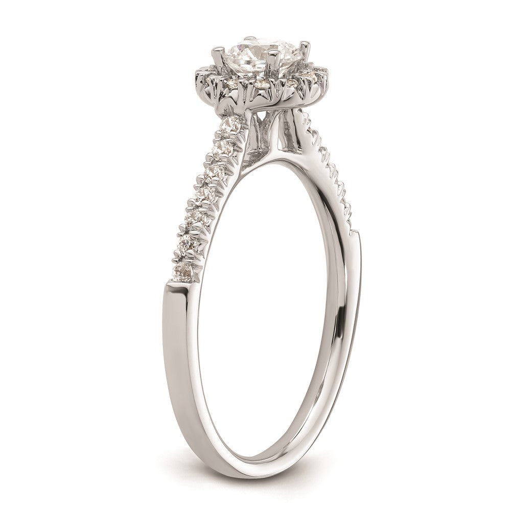 0.37ct. CZ Solid Real 14K White Gold Round Halo Engagement Ring