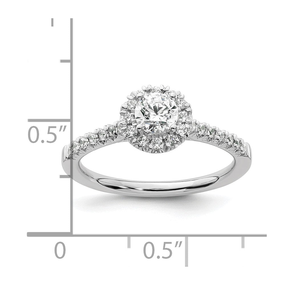 0.37ct. CZ Solid Real 14K White Gold Round Halo Engagement Ring