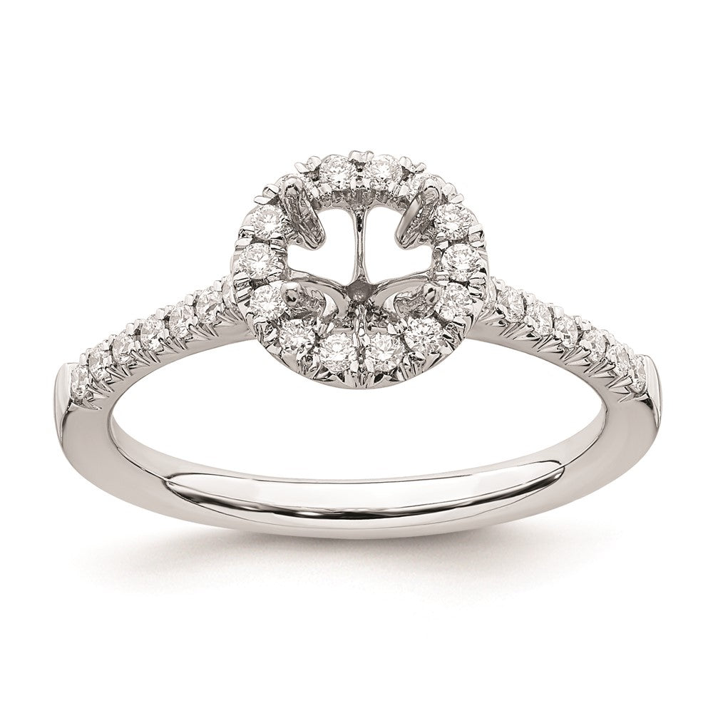 0.50ct. CZ Solid Real 14K White Gold Round Halo Engagement Ring