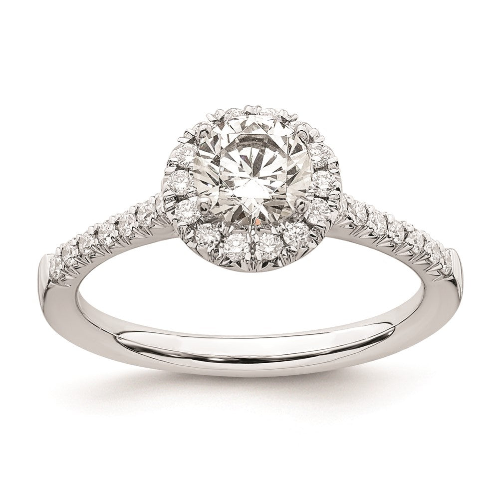 0.50ct. CZ Solid Real 14K White Gold Round Halo Engagement Ring