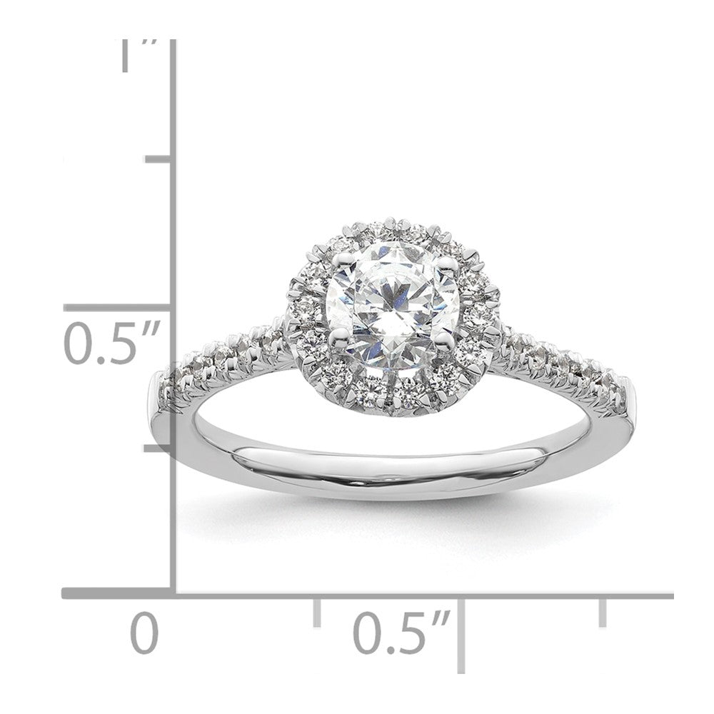 0.75ct. CZ Solid Real 14K White Gold Round Halo Engagement Ring