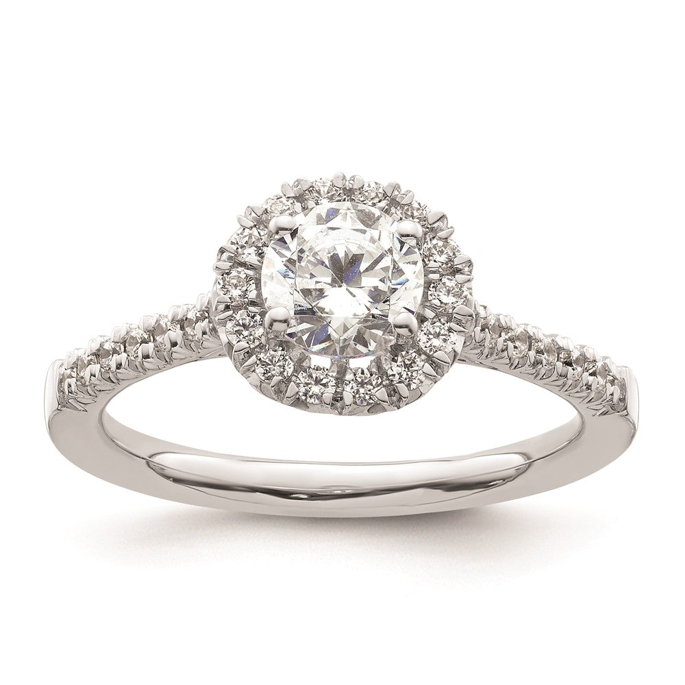 0.75ct. CZ Solid Real 14K White Gold Round Halo Engagement Ring