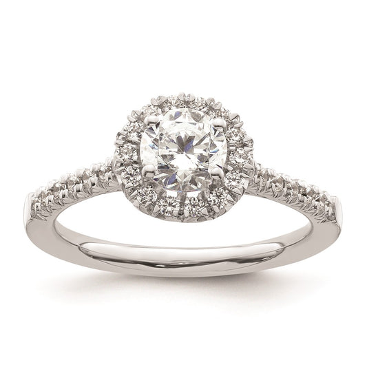 0.75ct. CZ Solid Real 14K White Gold Round Halo Engagement Ring