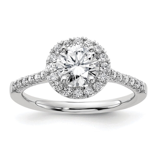 1.00ct. CZ Solid Real 14K White Gold Round Halo Engagement Ring