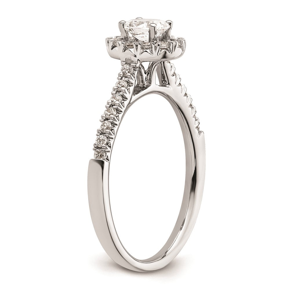 0.37ct. CZ Solid Real 14K White Gold Oval Halo Engagement Ring