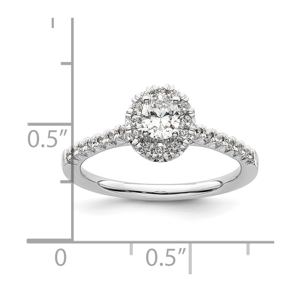 0.37ct. CZ Solid Real 14K White Gold Oval Halo Engagement Ring