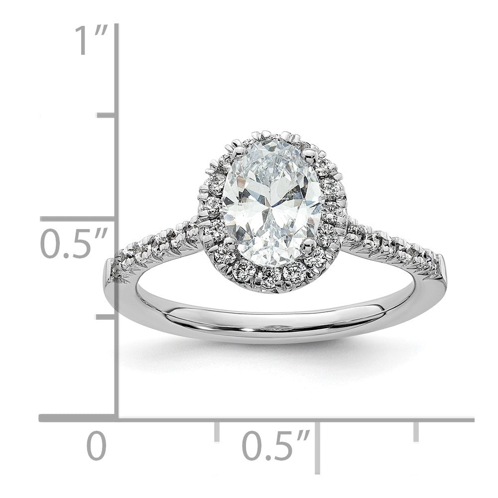 0.75ct. CZ Solid Real 14K White Gold Oval Halo Engagement Ring