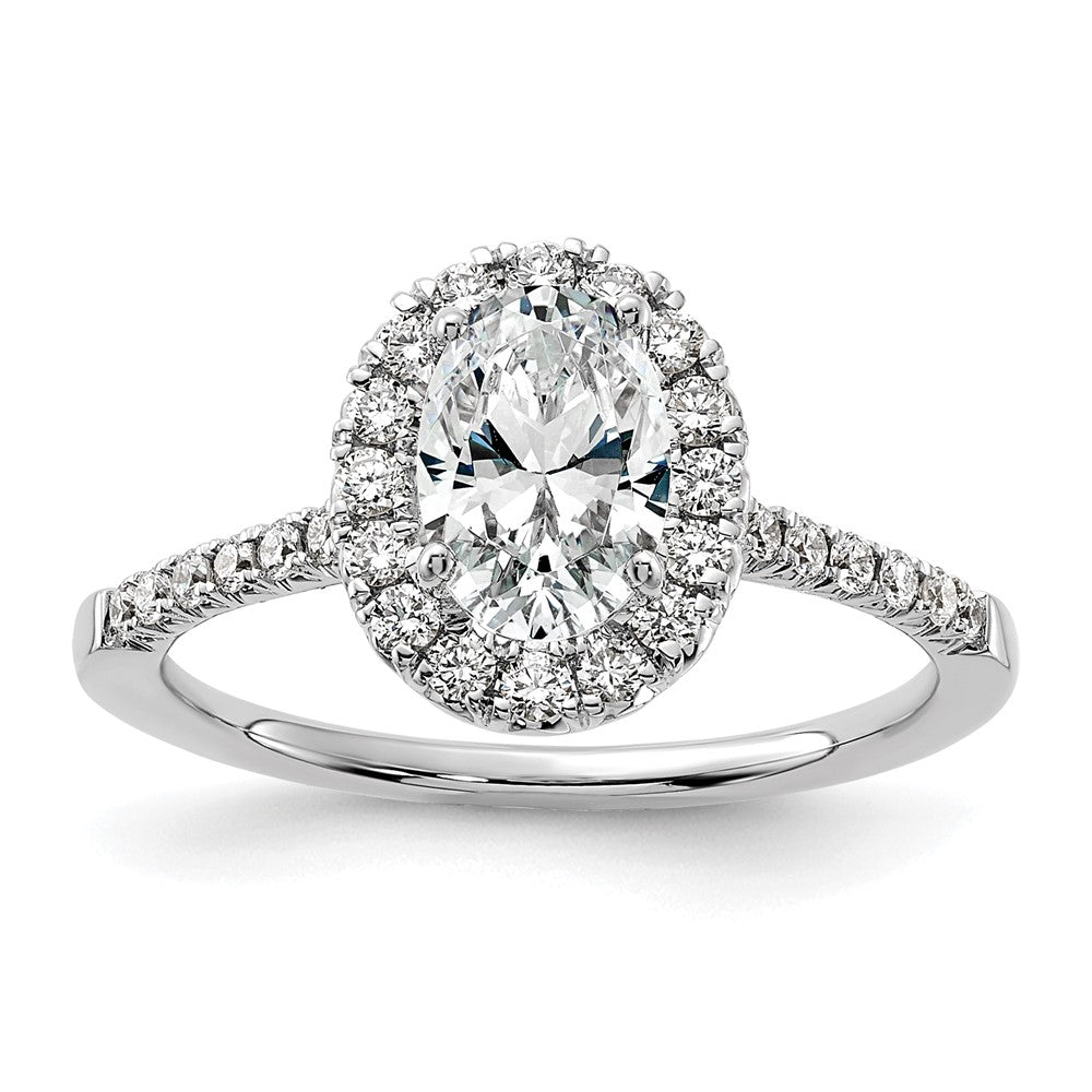 1.00ct. CZ Solid Real 14K White Gold Oval Halo Engagement Ring