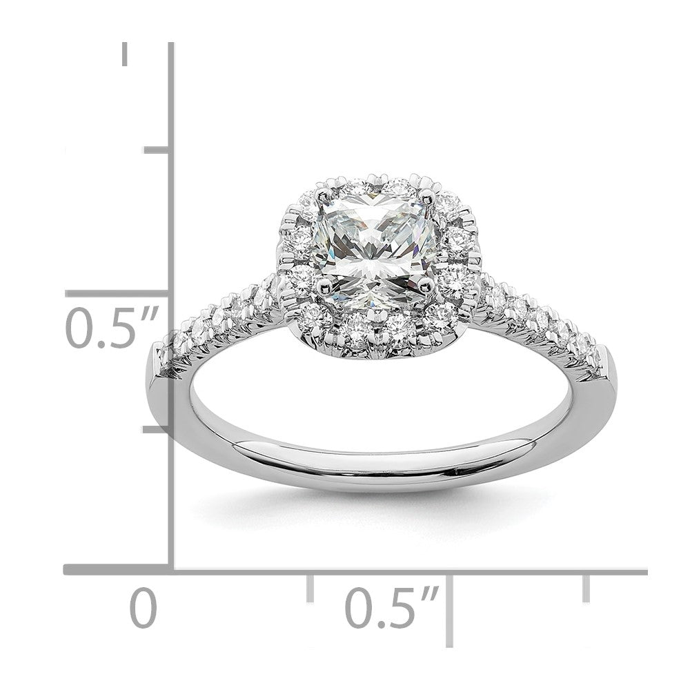 0.50ct. CZ Solid Real 14K White Gold Cushion Halo Engagement Ring